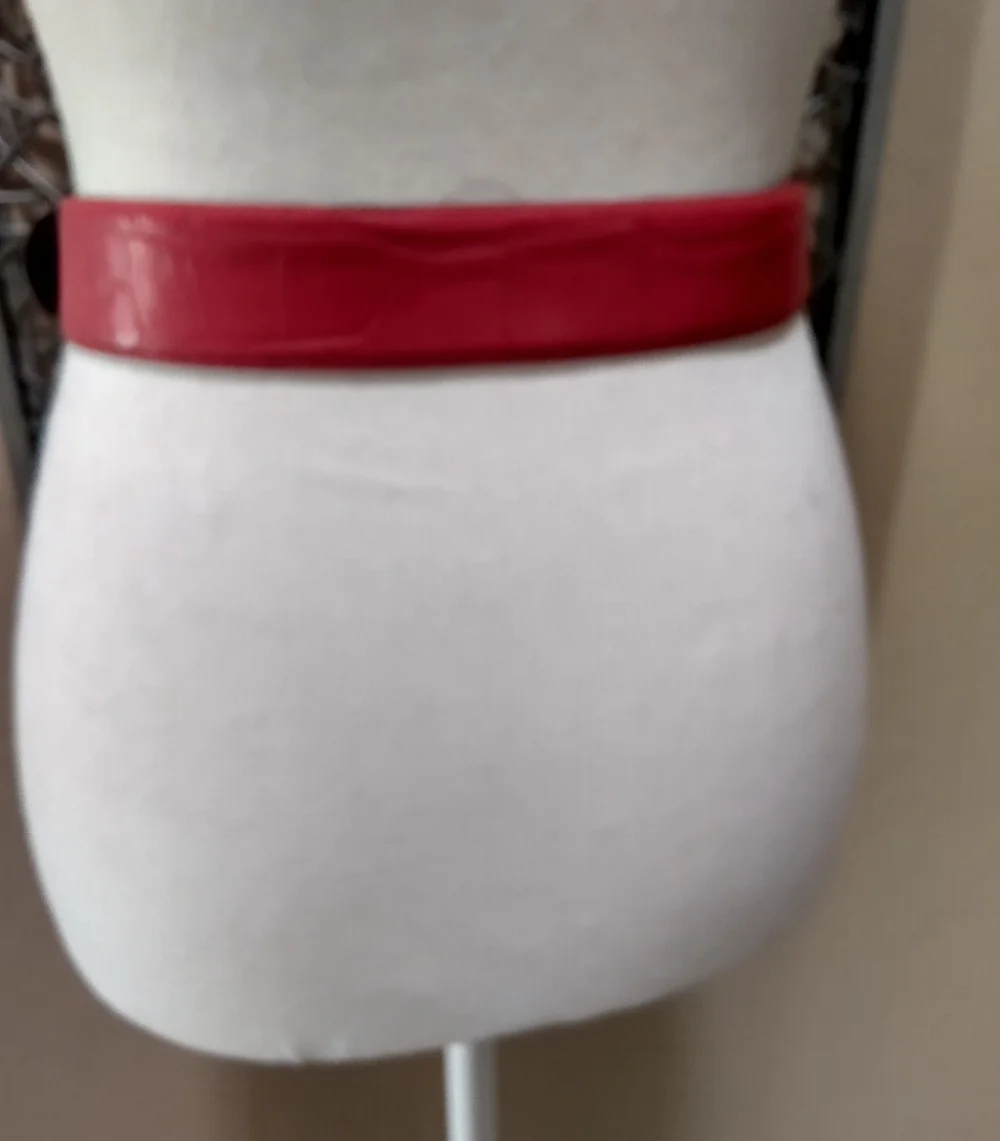 The Limited Wide Red Leather Waist Belt with Statement Buckle